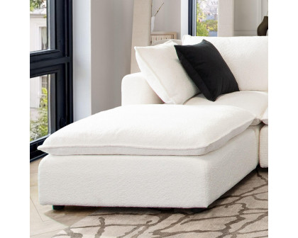 Diamond Sofa - Ivy Faux Shearling Square Ottoman with Feather Down Seating in White