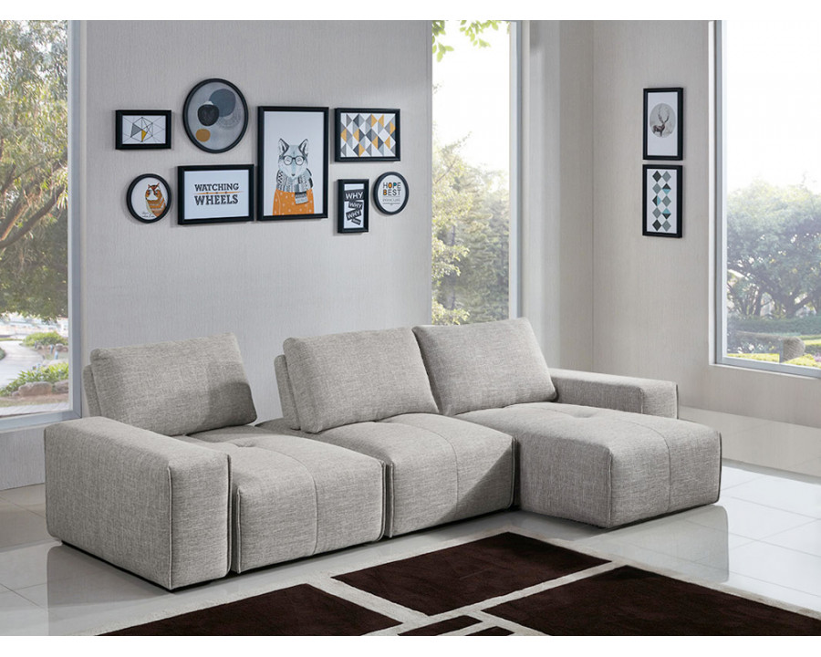 Diamond Sofa - Jazz Modular 3-Seater Fabric Chaise Sectional with Adjustable Backrests in Light Barley