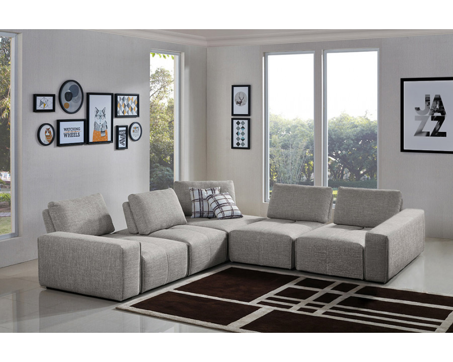 Diamond Sofa - Jazz Modular 5-Seater Fabric Corner Sectional with Adjustable Backrests in Light Barley