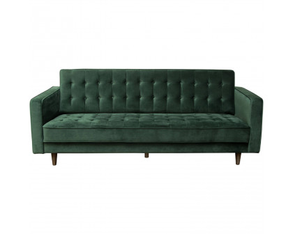 Diamond Sofa - Juniper Velvet Tufted Sofa with Two Bolster Pillows in Hunter Green