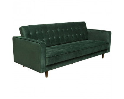 Diamond Sofa - Juniper Velvet Tufted Sofa with Two Bolster Pillows in Hunter Green