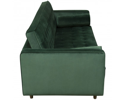 Diamond Sofa - Juniper Velvet Tufted Sofa with Two Bolster Pillows in Hunter Green