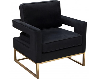 Diamond Sofa Lake Performance Fabric Accent Chair with Brushed Gold Metal Base - Black