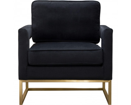 Diamond Sofa Lake Performance Fabric Accent Chair with Brushed Gold Metal Base - Black