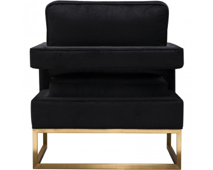 Diamond Sofa Lake Performance Fabric Accent Chair with Brushed Gold Metal Base - Black