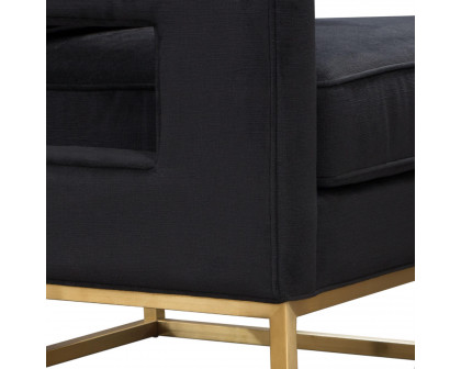 Diamond Sofa Lake Performance Fabric Accent Chair with Brushed Gold Metal Base - Black