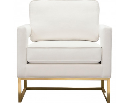 Diamond Sofa Lake Performance Fabric Accent Chair with Brushed Gold Metal Base - White