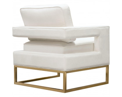 Diamond Sofa Lake Performance Fabric Accent Chair with Brushed Gold Metal Base - White