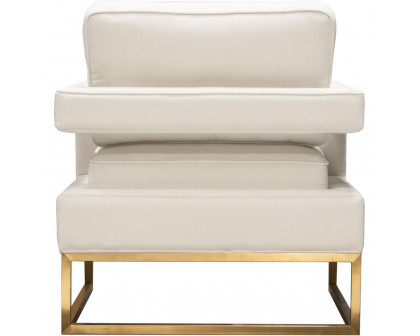 Diamond Sofa Lake Performance Fabric Accent Chair with Brushed Gold Metal Base - White