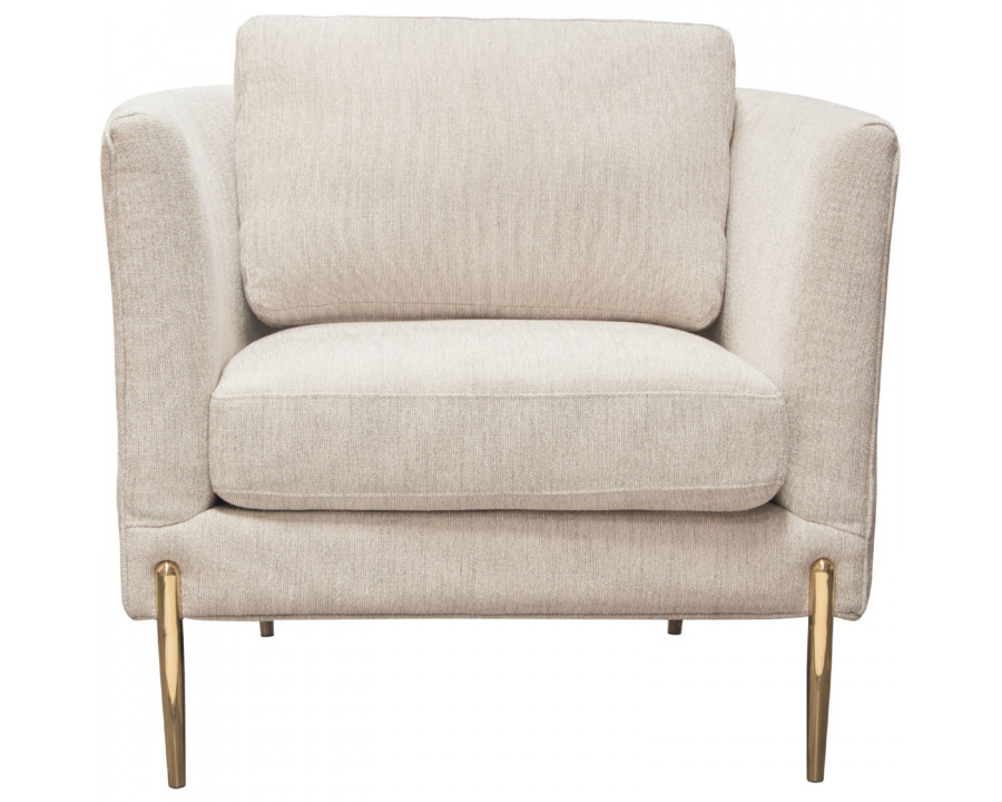 Diamond Sofa - Lane Fabric Chair with Gold Metal Legs in Light Cream