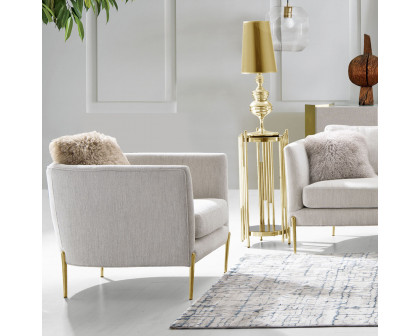 Diamond Sofa - Lane Fabric Chair with Gold Metal Legs in Light Cream