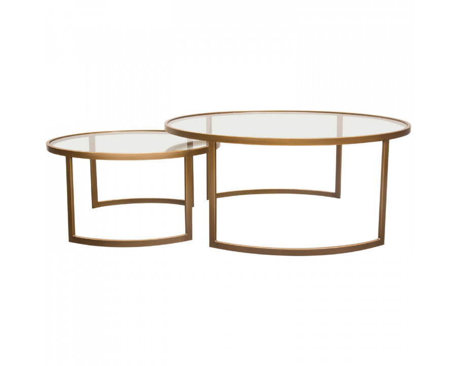 Diamond Sofa - Lane 2PC Round Nesting Set Frame with Clear Tempered Glass Tops in Brushed Gold