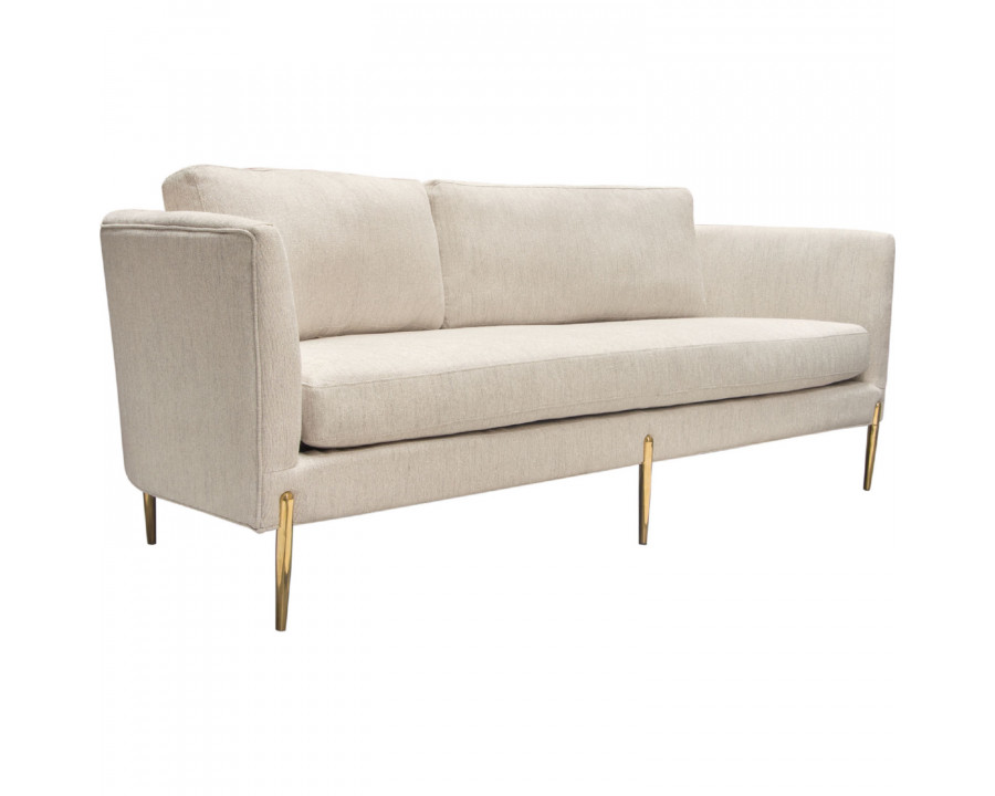 Diamond Sofa - Lane Fabric Sofa with Gold Metal Legs in Light Cream