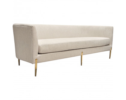 Diamond Sofa - Lane Fabric Sofa with Gold Metal Legs in Light Cream