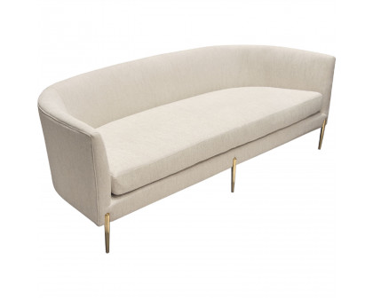 Diamond Sofa - Lane Fabric Sofa with Gold Metal Legs in Light Cream