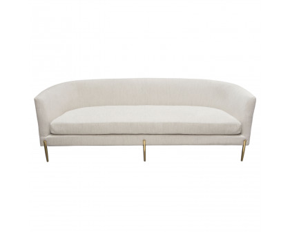 Diamond Sofa - Lane Fabric Sofa with Gold Metal Legs in Light Cream