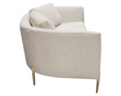 Diamond Sofa - Lane Fabric Sofa with Gold Metal Legs in Light Cream