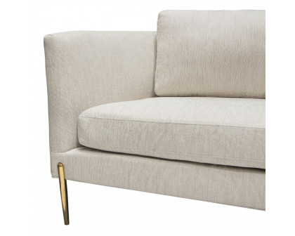 Diamond Sofa - Lane Fabric Sofa with Gold Metal Legs in Light Cream