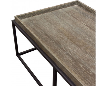 Diamond Sofa - Lex Rectangle Cocktail Table in Rustic Oak Veneer Finish Top with Black Powder Coated Metal Base