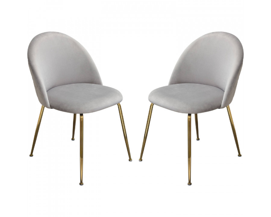 Diamond Sofa - Lilly Velvet Dining Chairs with Brushed Gold Metal Legs (Set of 2) in Gray