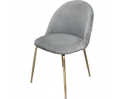 Diamond Sofa - Lilly Velvet Dining Chairs with Brushed Gold Metal Legs (Set of 2) in Gray