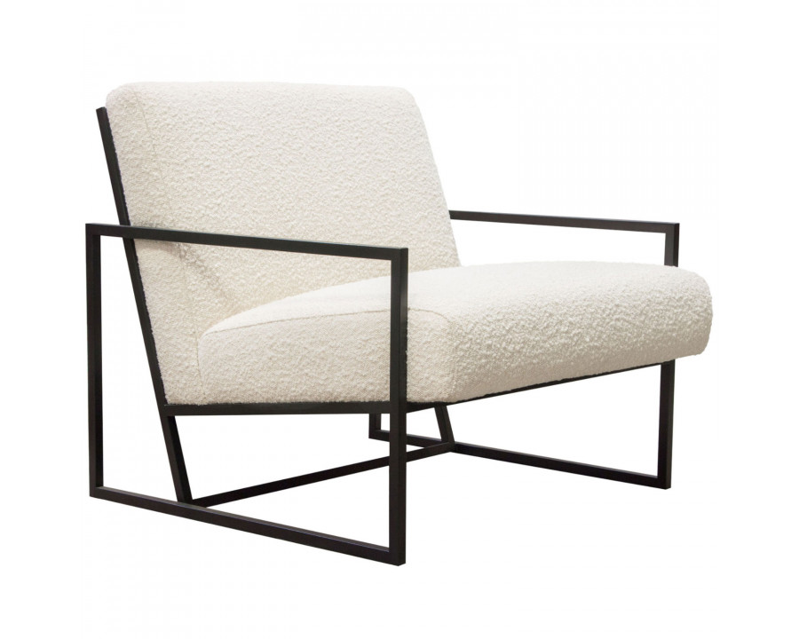 Diamond Sofa - Luxe Boucle Textured Fabric Accent Chair with Black Powder Coat Frame in Bone