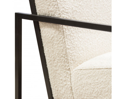 Diamond Sofa™ Luxe Boucle Textured Fabric Accent Chair with Black Powder Coat Frame - Bone