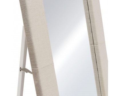 Diamond Sofa - Luxe Linen Fabric Free-Standing Mirror with Locking Easel Mechanism in Sand