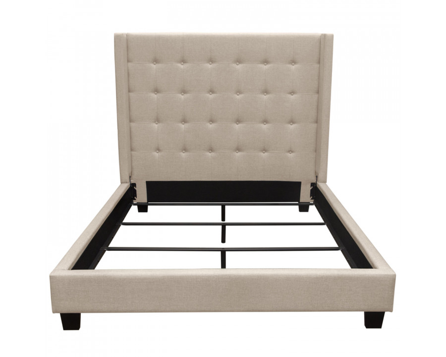 Diamond Sofa Madison Ave Tufted Wing Eastern King Bed in Button Tufted Fabric - Sand