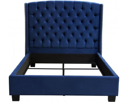 Diamond Sofa - Majestic Tufted Velvet Bed with Nail Head Wing Accents