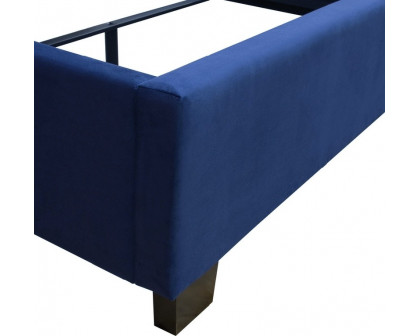 Diamond Sofa Majestic Eastern King Tufted Velvet Bed with Nail Head Wing Accents - Royal Navy Blue