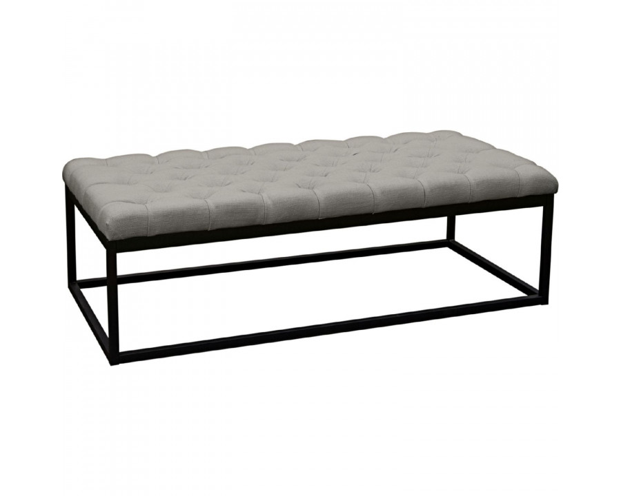 Diamond Sofa Mateo Black Powder Coat Metal Large Linen Tufted Bench - Gray