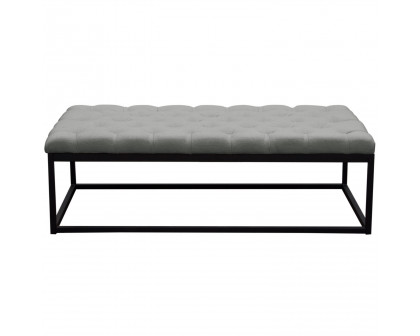 Diamond Sofa Mateo Black Powder Coat Metal Large Linen Tufted Bench - Gray