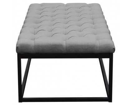 Diamond Sofa Mateo Black Powder Coat Metal Large Linen Tufted Bench - Gray