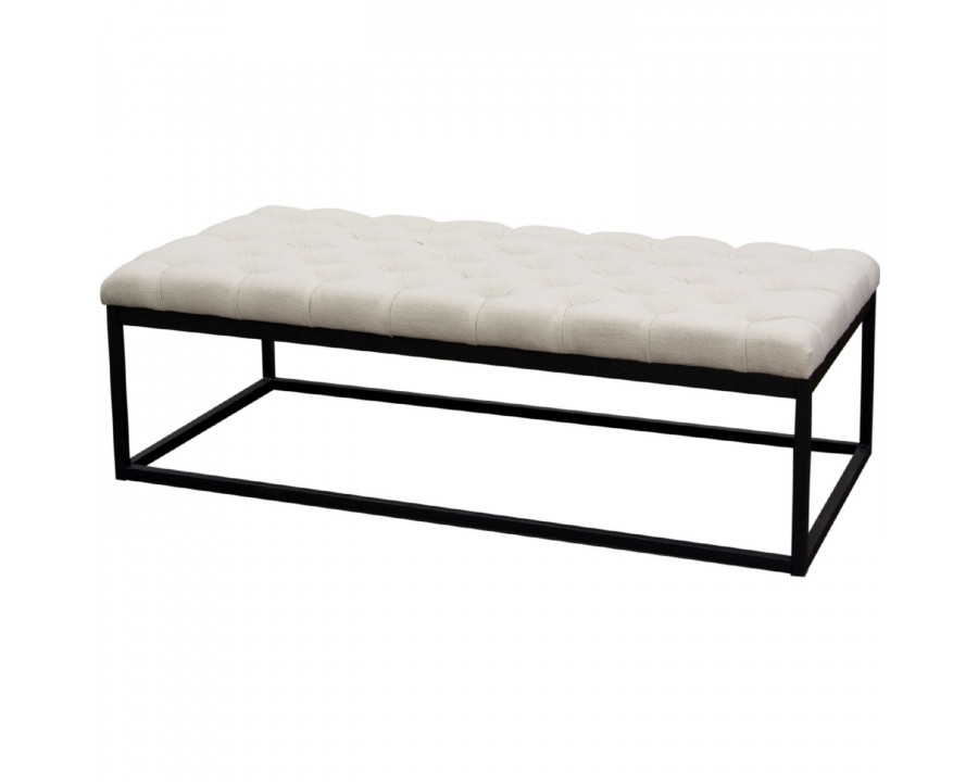 Diamond Sofa Mateo Black Powder Coat Metal Large Linen Tufted Bench - Desert Sand