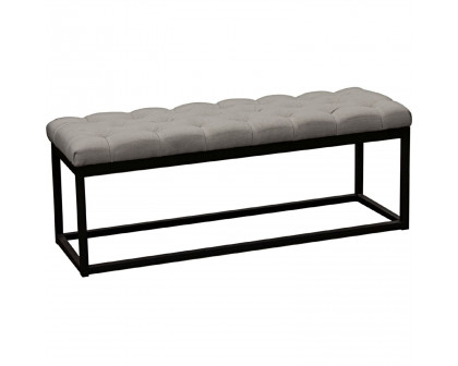 Diamond Sofa - Mateo Black Powder Coat Metal Linen Tufted Bench