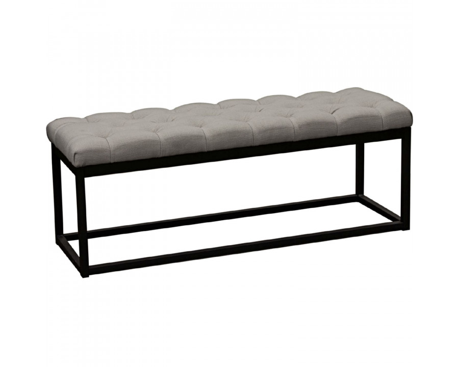 Diamond Sofa Mateo Black Powder Coat Metal Small Linen Tufted Bench - Gray