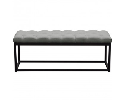 Diamond Sofa Mateo Black Powder Coat Metal Small Linen Tufted Bench - Gray