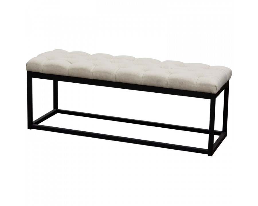 Diamond Sofa Mateo Black Powder Coat Metal Small Linen Tufted Bench - Desert Sand