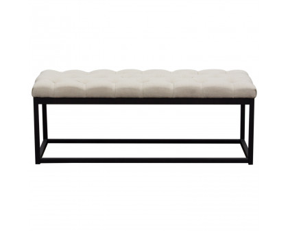 Diamond Sofa Mateo Black Powder Coat Metal Small Linen Tufted Bench - Desert Sand