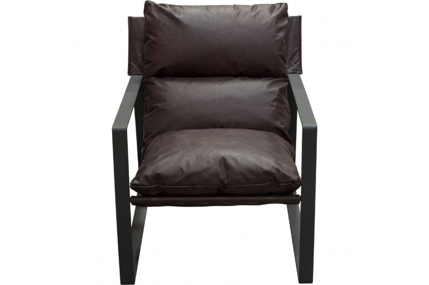 Diamond Sofa™ Miller Sling Genuine Leather Accent Chair with Black Powder Coated Metal Frame - Chocolate