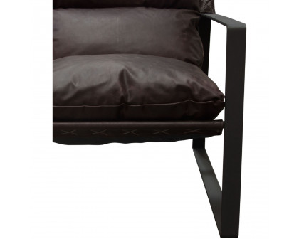 Diamond Sofa™ Miller Sling Genuine Leather Accent Chair with Black Powder Coated Metal Frame - Chocolate