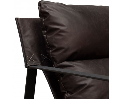 Diamond Sofa™ Miller Sling Genuine Leather Accent Chair with Black Powder Coated Metal Frame - Chocolate