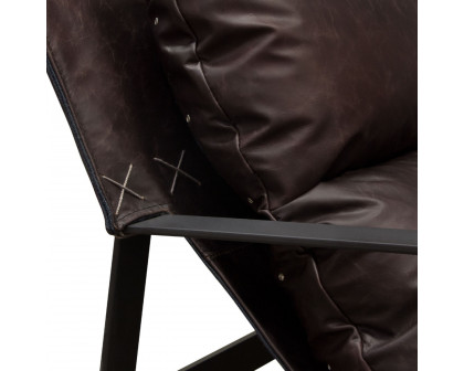 Diamond Sofa™ Miller Sling Genuine Leather Accent Chair with Black Powder Coated Metal Frame - Chocolate