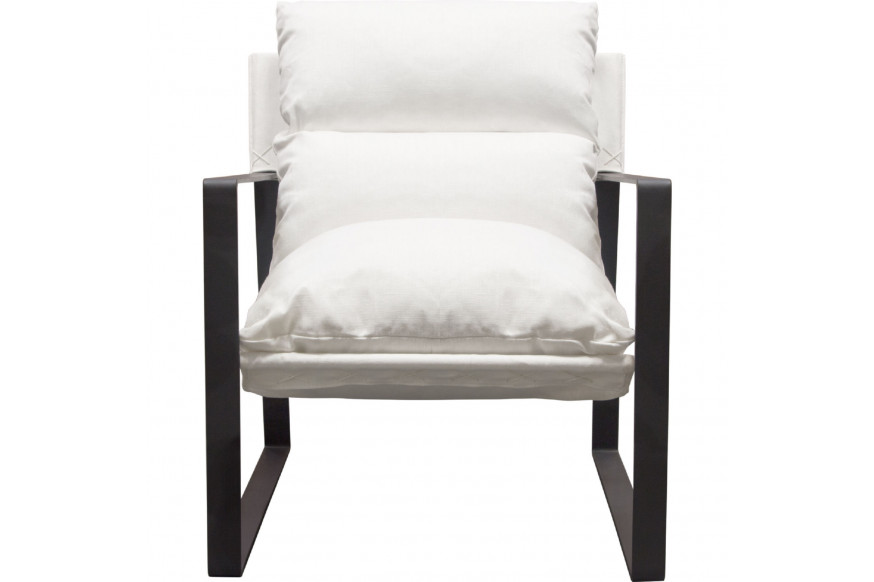 Diamond Sofa™ Miller Sling Linen Fabric Accent Chair with Black Powder Coated Metal Frame - White