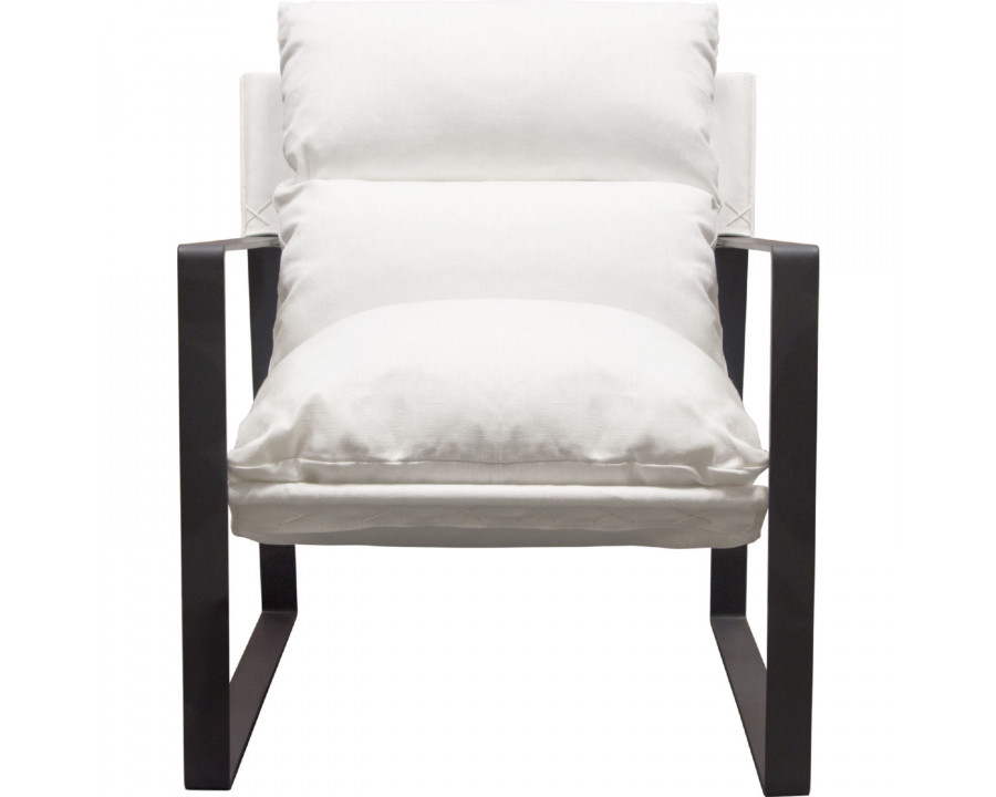 Diamond Sofa Miller Sling Linen Fabric Accent Chair with Black Powder Coated Metal Frame - White