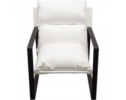 Diamond Sofa™ Miller Sling Linen Fabric Accent Chair with Black Powder Coated Metal Frame - White