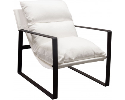 Diamond Sofa™ Miller Sling Linen Fabric Accent Chair with Black Powder Coated Metal Frame - White