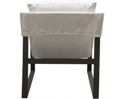 Diamond Sofa™ Miller Sling Linen Fabric Accent Chair with Black Powder Coated Metal Frame - White