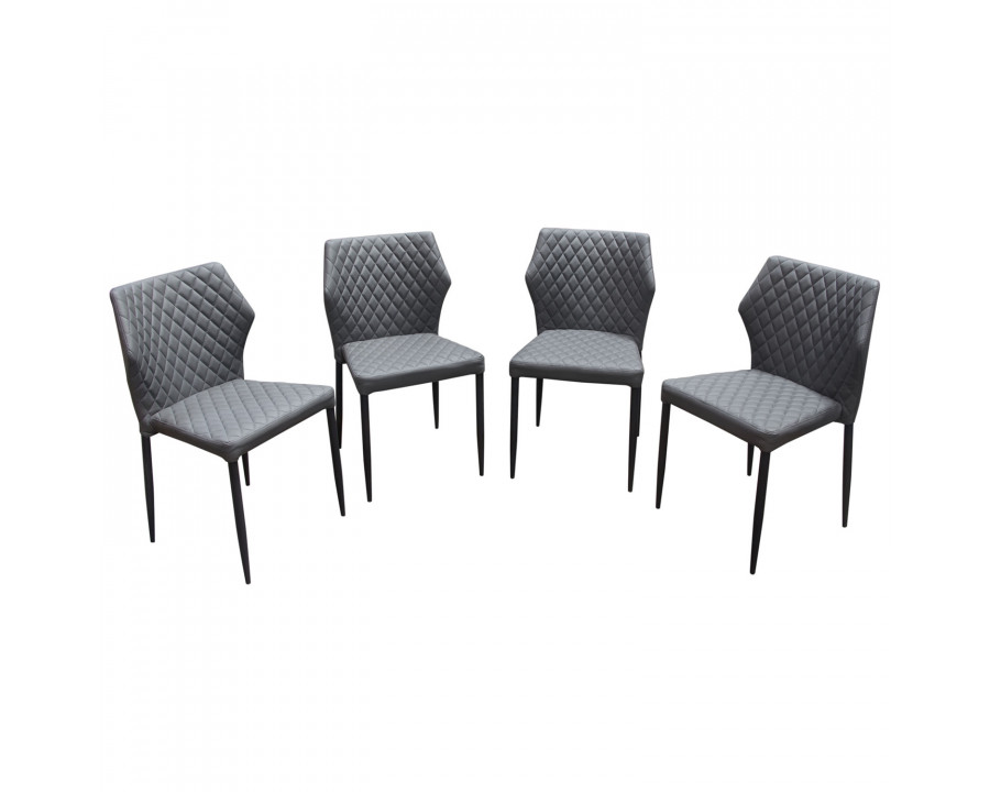 Diamond Sofa Milo 4-Pack Dining Chairs Diamond Tufted Leatherette with Black Powder Coat Legs - Gray